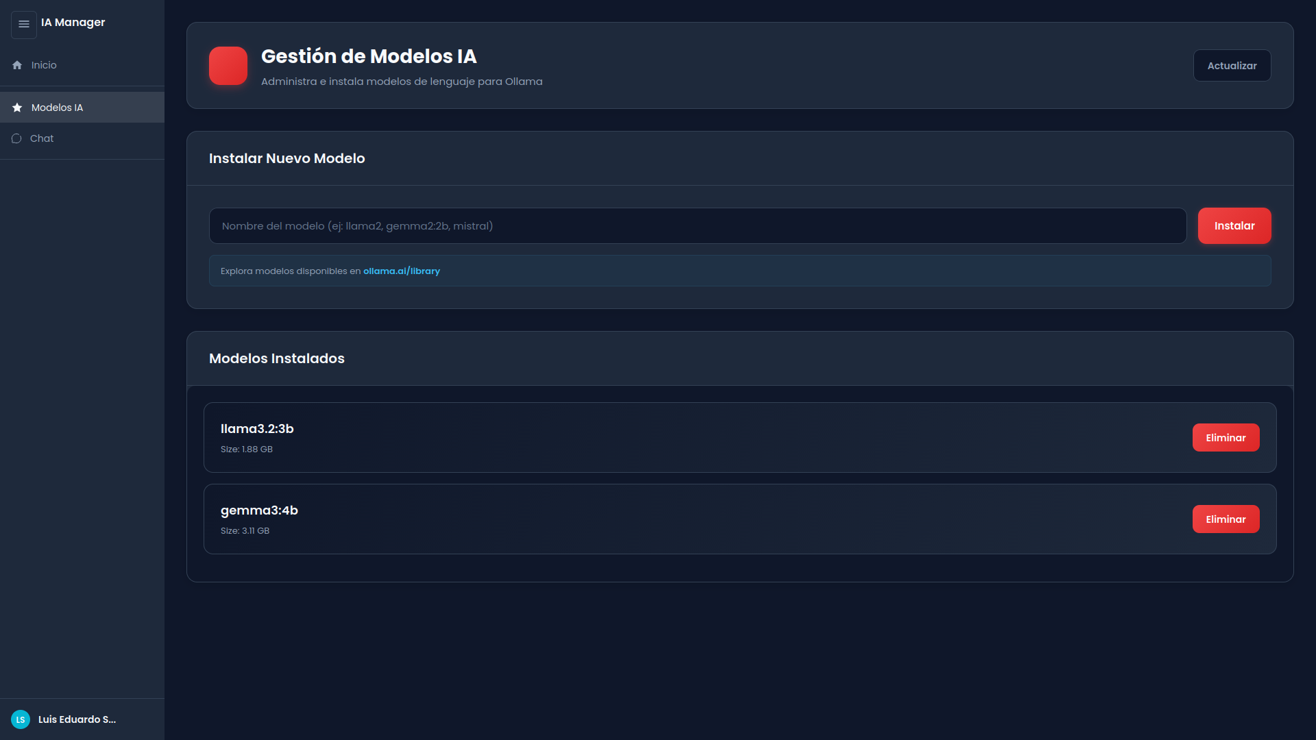 Ver modelos instalados